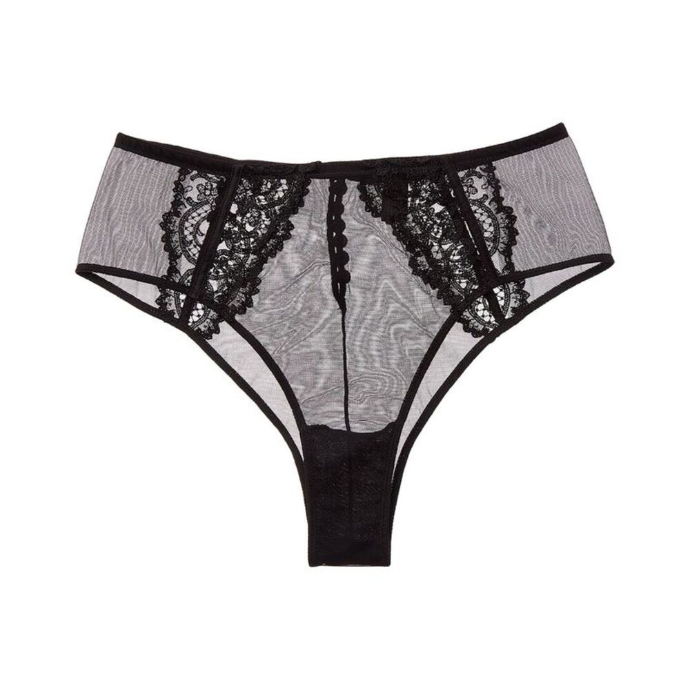 Kiki De Montparnasse Womens Juliette High-Waist Silk-Trim Panty, Black